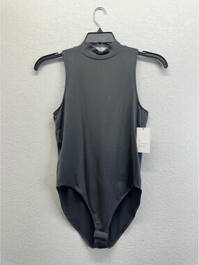 NWT Women's Size LARGE  Seamless Bodysuit - A New Day Gray Mock Turtle Neck